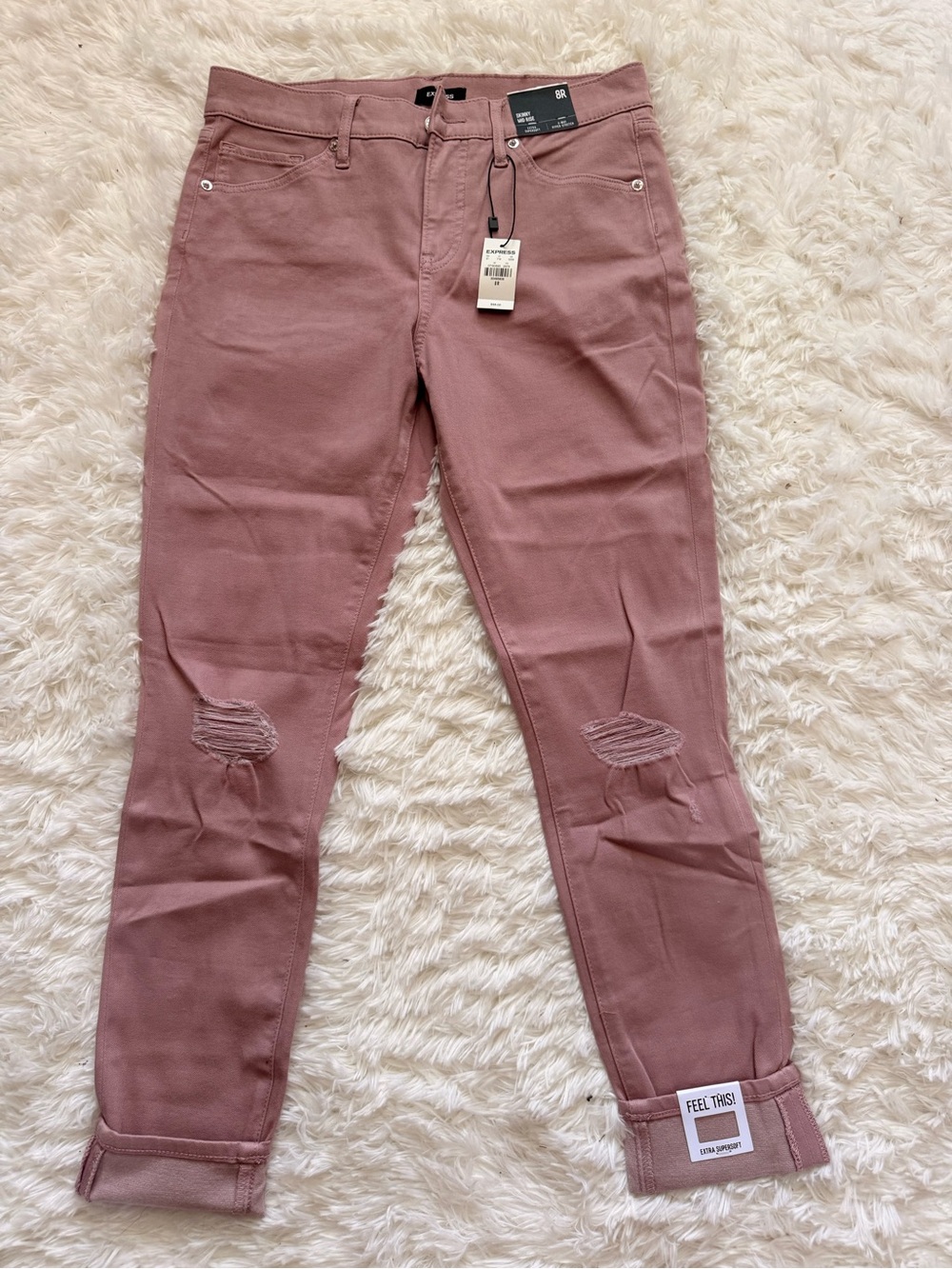 Express Mauve Ripped Skinny Jeans